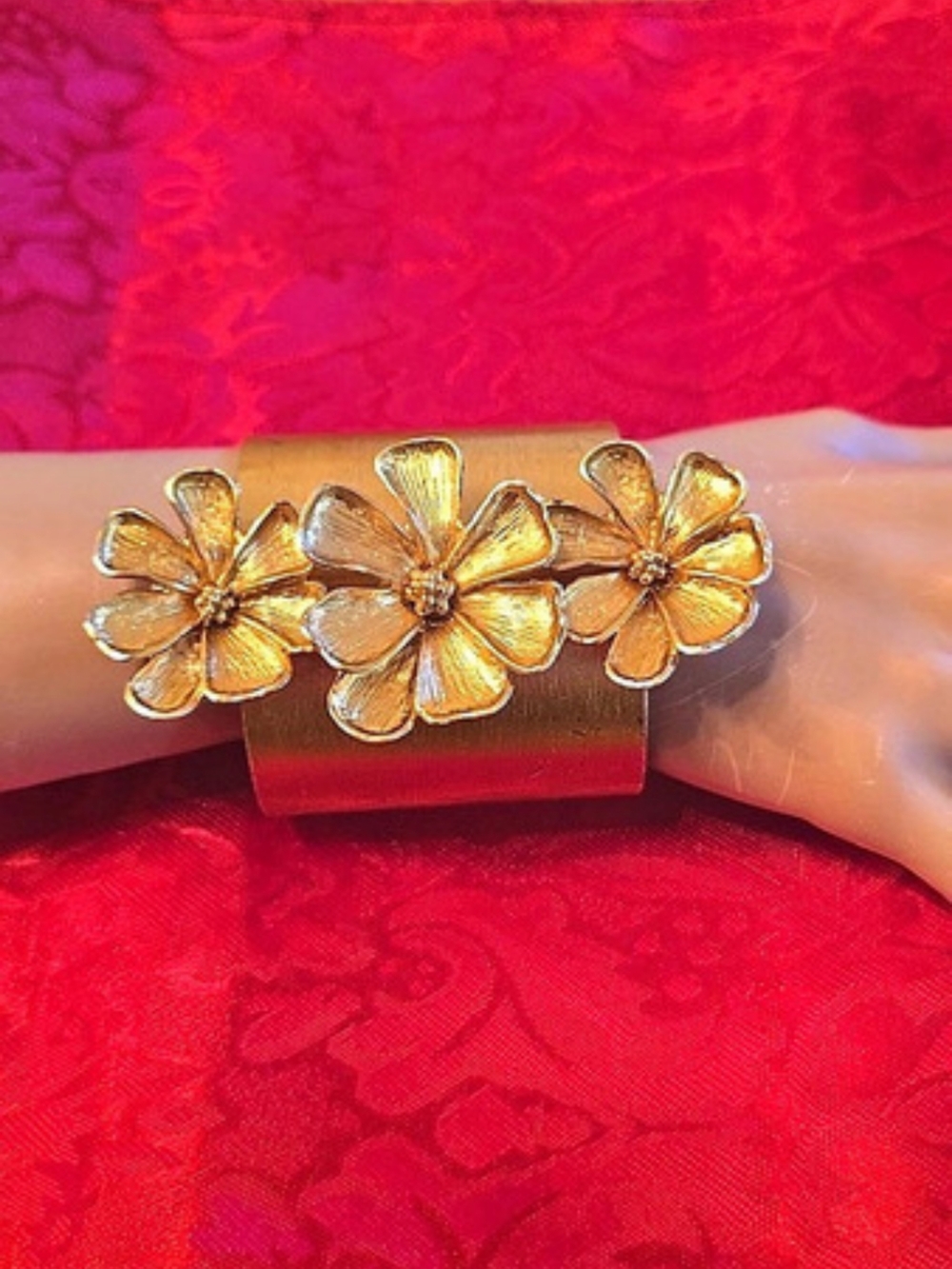 Gold-Tone Floral Cuff Bracelet